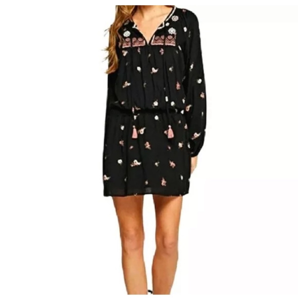 Lovestitch Boho Long Sleeve Floral Mini Dress